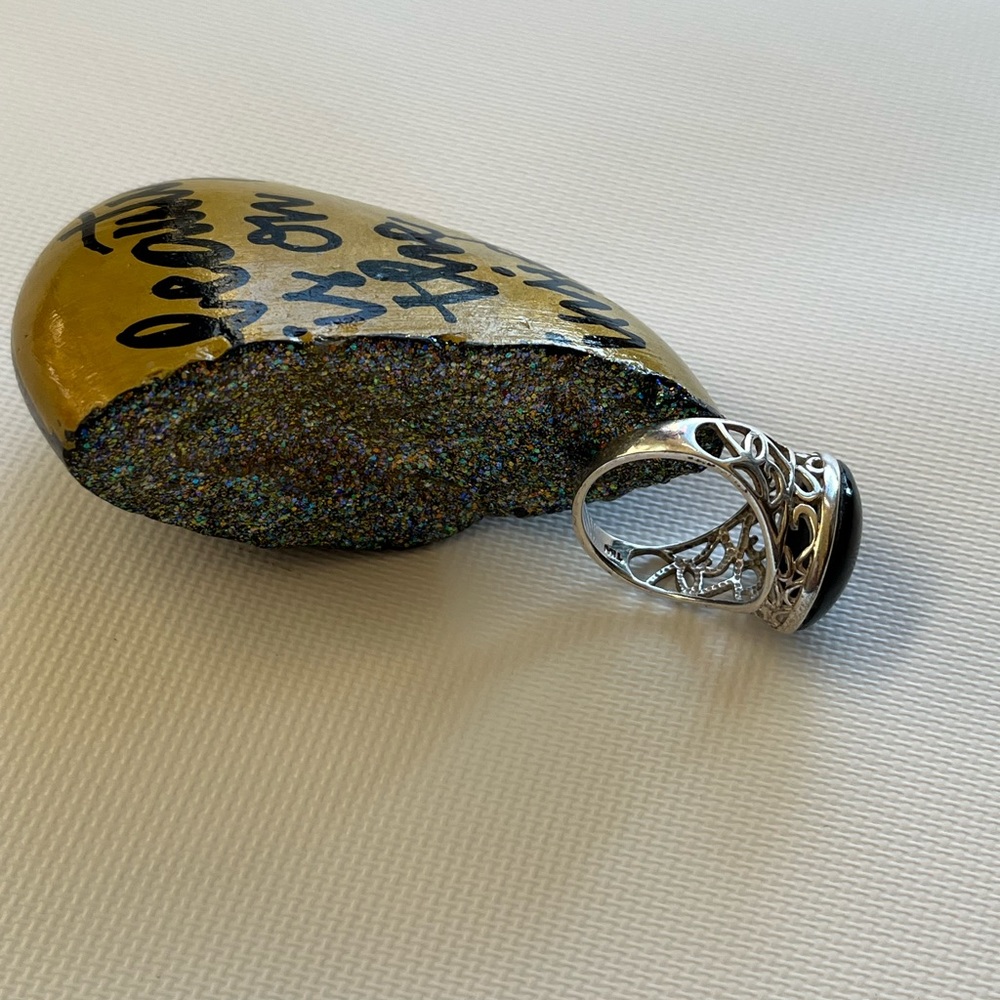 925 Sterling Silver Ring With Onyx Stone - Picture 8 of 10